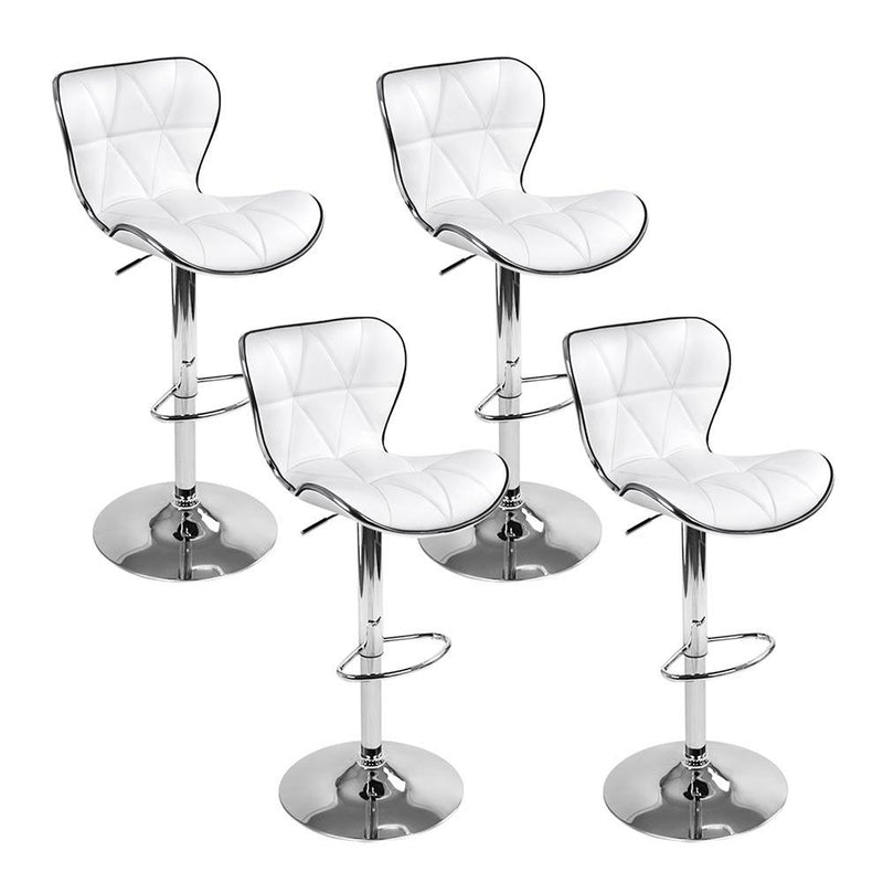 Artiss Set of 4 PU Leather Patterned Bar Stools - White and Chrome Payday Deals