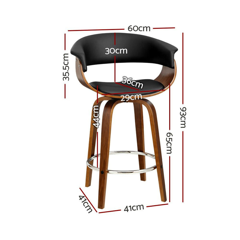 Artiss Set of 4 Swivel PU Leather Bar Stool - Wood and Black Payday Deals