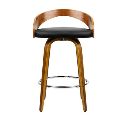 Artiss Set of 4 Walnut Wood Bar Stools - Black and Brown Payday Deals