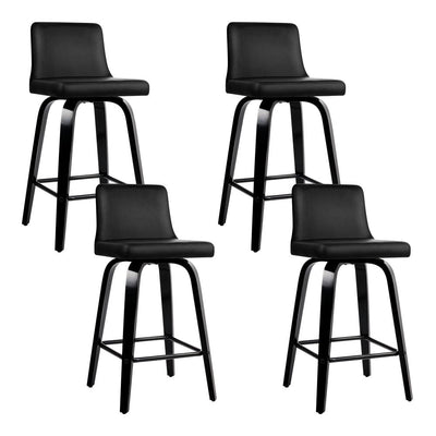 Artiss Set of 4 Wooden PU Leather Bar Stool - Black Payday Deals