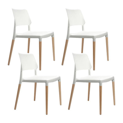 Artiss Set of 4 Wooden Stackable Dining Chairs - White Payday Deals