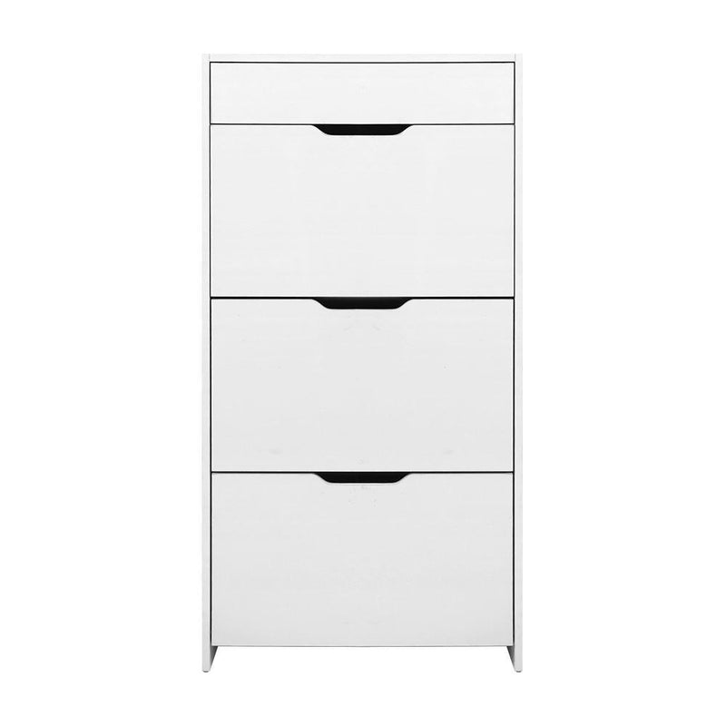 Artiss Shoe Cabinet 3 Tier Shoes Storage Drawer High Gloss White Rack Shelf Payday Deals