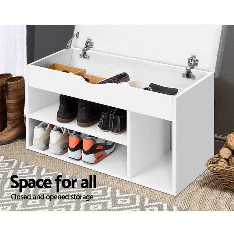 Artiss Shoe Cabinet Bench Shoes Organiser Storage Rack Shelf White Cupboard Box Payday Deals