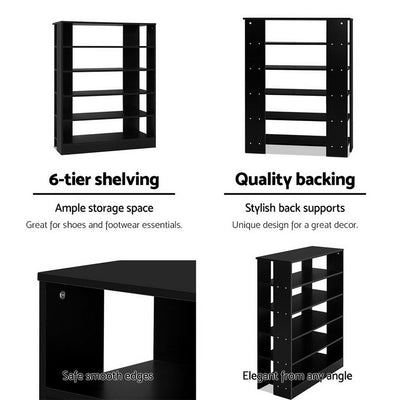 Artiss Shoe Cabinet Shoes Organiser Storage Rack 30 Pairs Black Shelf Wooden Payday Deals