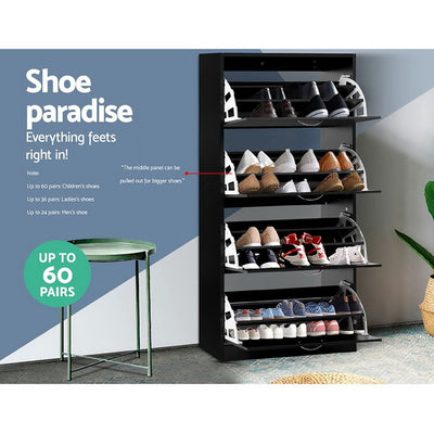 Artiss Shoe Cabinet Shoes Storage Rack Organiser 60 Pairs Black Shelf Drawer Payday Deals
