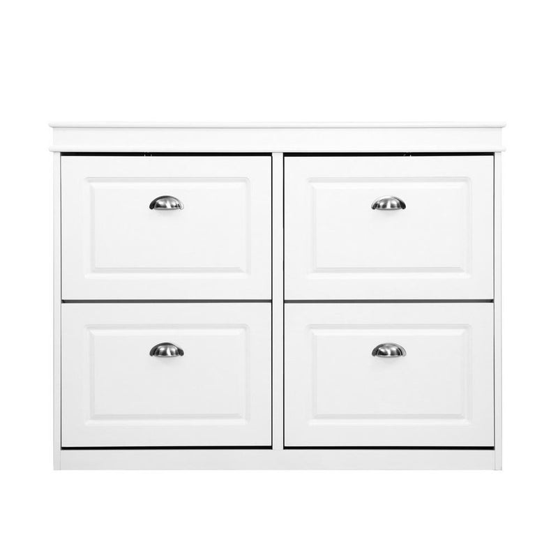 Artiss Shoe Cabinet Shoes Storage Rack Organiser White Shelf Drawer Cupboard 24 Pairs Payday Deals