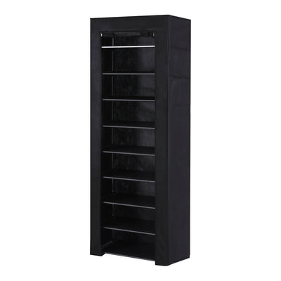 Artiss Shoe Rack 10-tier 27 Pairs Removable Cover Black