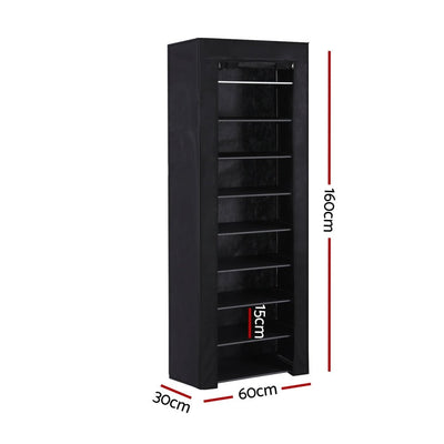 Artiss Shoe Rack 10-tier 27 Pairs Removable Cover Black Payday Deals