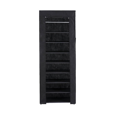 Artiss Shoe Rack 10-tier 27 Pairs Removable Cover Black Payday Deals