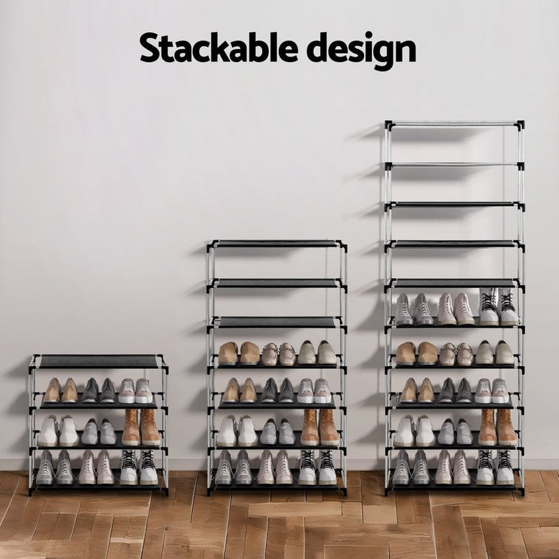 Artiss Shoe Rack 10-tier 27 Pairs Removable Cover Black Payday Deals