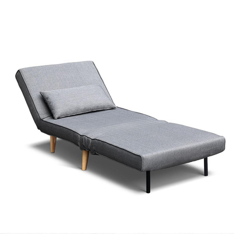 Artiss Single Fabric Folding Sofa Bed - Grey Payday Deals