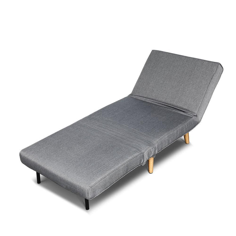 Artiss Single Fabric Folding Sofa Bed - Grey