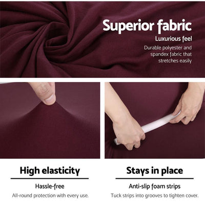 Artiss Sofa Cover Elastic Stretchable Couch Covers Burgundy 3 Seater Payday Deals