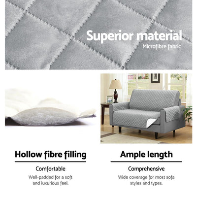 Artiss Sofa Cover Quilted Couch Covers Lounge Protector Slipcovers 3 Seater Grey Payday Deals