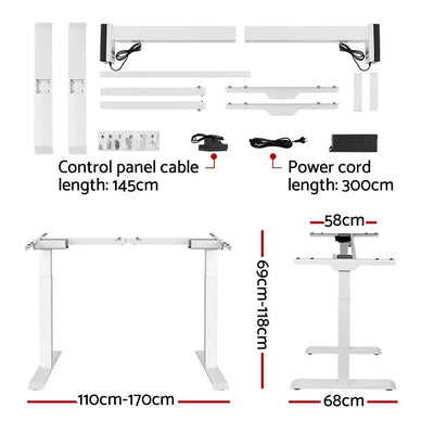 Artiss Standing Desk Adjustable Height Desk Dual Motor Electric White Frame Oak Desk Top 120cm Payday Deals