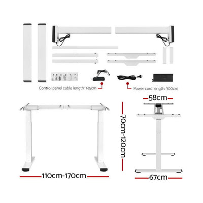 Artiss Standing Desk Electric Height Adjustable Sit Stand Desks White Walnut Payday Deals