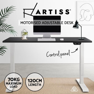 Artiss Standing Desk Adjustable Height Desk Electric Motorised White Frame Black Desk Top 120cm Payday Deals