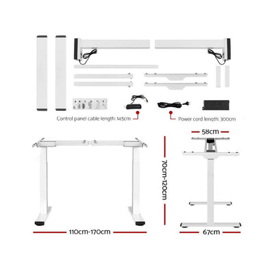 Artiss Standing Desk Sit Stand Motorised Adjustable Frame Only White Dual Motor Payday Deals