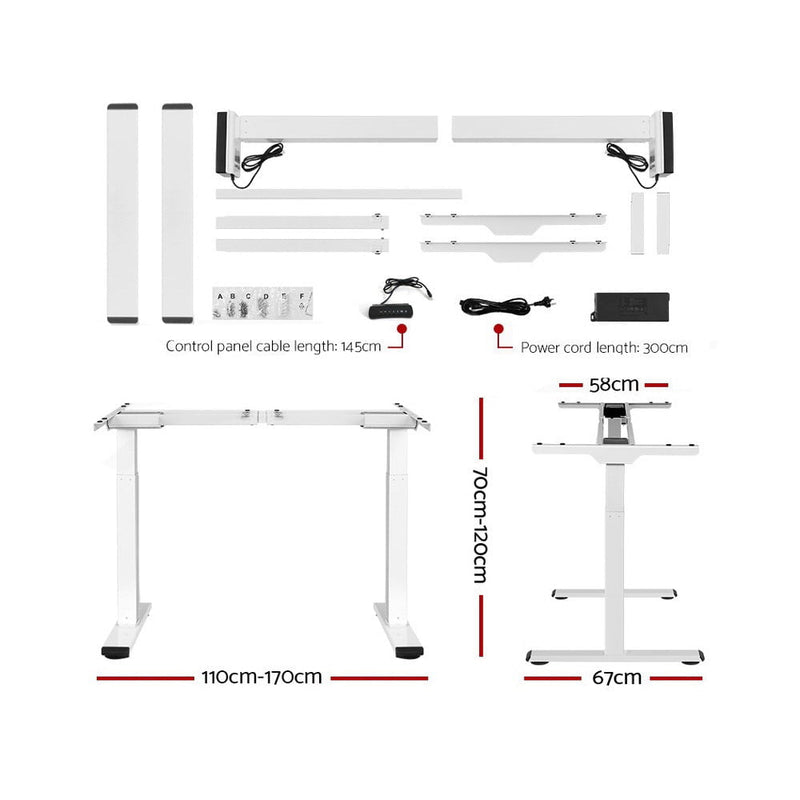 Artiss Standing Desk Sit Stand Motorised Adjustable Frame Only White Dual Motor Payday Deals