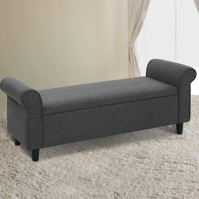 Artiss Storage Ottoman Blanket Box 126cm Linen Fabric Arm Foot Stool Couch Large Payday Deals