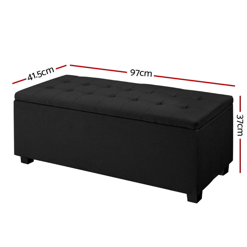 Artiss Storage Ottoman Blanket Box Black Fabric Footstool Chest Couch Seat Toy Payday Deals