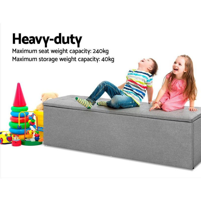 Artiss Storage Ottoman Blanket Box Grey LARGE Fabric Rest Chest Toy Foot Stool Payday Deals