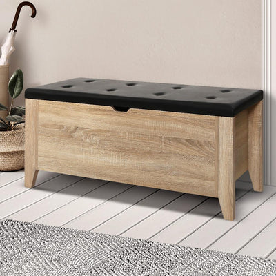 Artiss Storage Ottoman Blanket Box Leather Bench Foot Stool Chest Toy Oak Couch Payday Deals