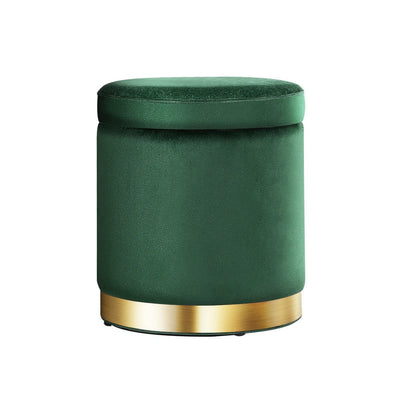 Artiss Storage Ottoman Foot Stool Round Velvet Foot Rest Pouffe Footstool Green Payday Deals