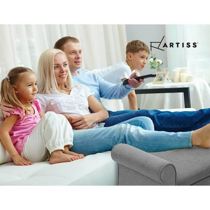 Artiss Storage Ottoman Grey Blanket Box Chest Large Foot Stool Linen Toy Bench Payday Deals