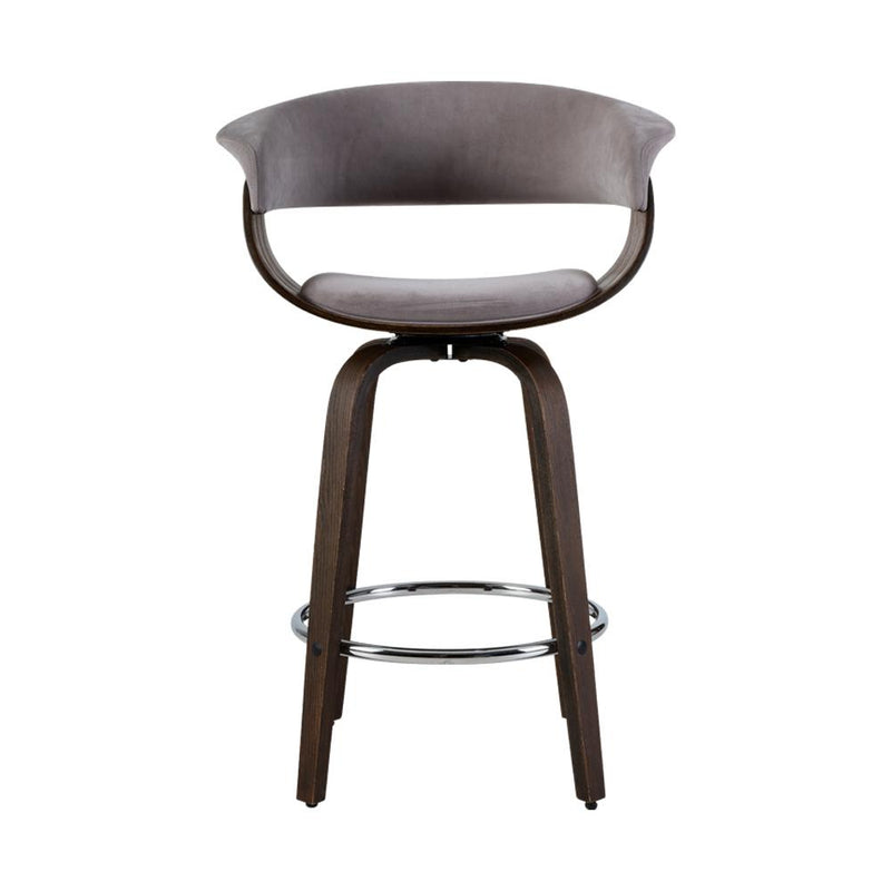 Artiss Swivel PU Suede Bar Stool - Wood and Grey Payday Deals