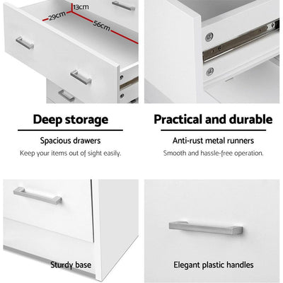 Artiss Tallboy 4 Drawers Storage Cabinet - White Payday Deals