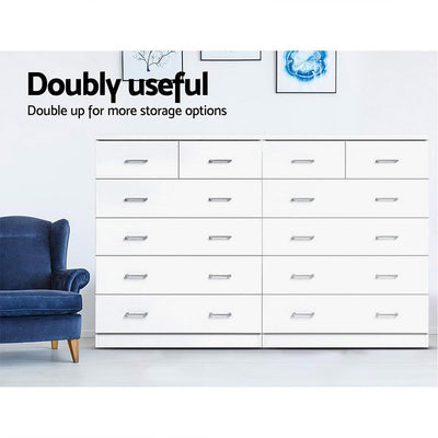 Artiss Tallboy Dresser Table 6 Chest of Drawers Cabinet Bedroom Storage White Payday Deals