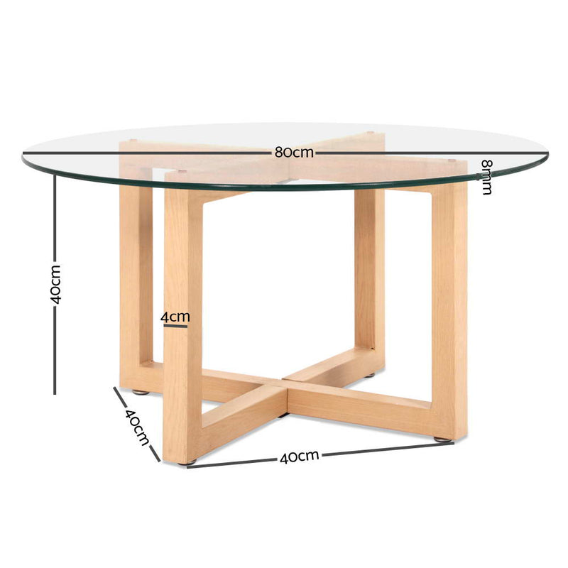 Artiss Tempered Glass Round Coffee Table - Beige Payday Deals