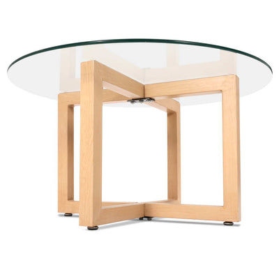 Artiss Tempered Glass Round Coffee Table - Beige Payday Deals