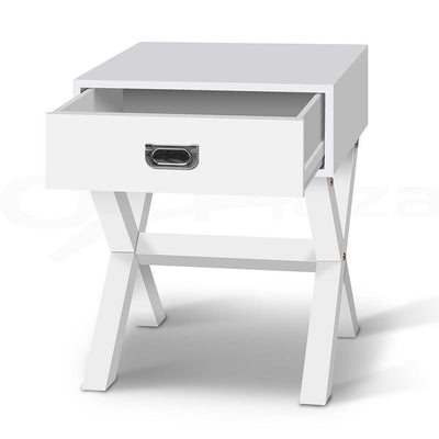 Artiss Timber Bedside Table - White