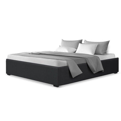 Artiss TOKI Queen Size Storage Gas Lift Bed Frame without Headboard Fabric Charcoal Payday Deals