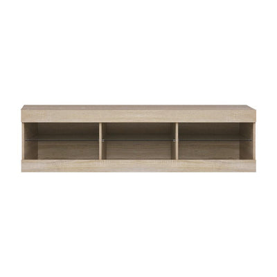 Artiss TV Cabinet Entertainment Unit Stand RGB LED Glass Shelf Storage 150cm Oak Payday Deals