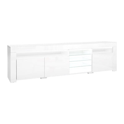 Artiss TV Cabinet Entertainment Unit Stand RGB LED Gloss 3 Doors 180cm White Payday Deals