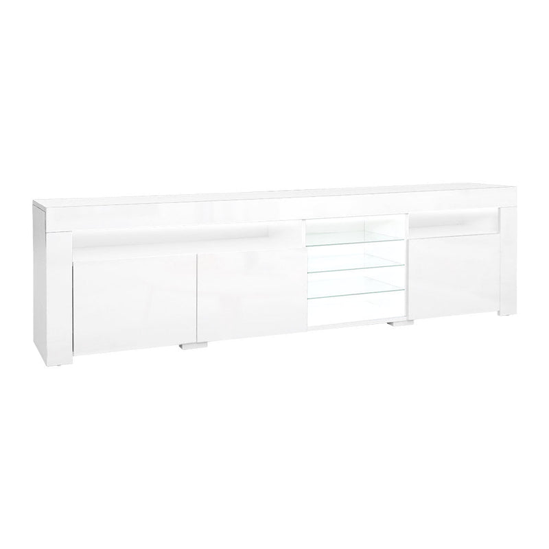 Artiss TV Cabinet Entertainment Unit Stand RGB LED Gloss 3 Doors 180cm White Payday Deals