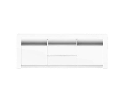 Artiss TV Cabinet Entertainment Unit Stand RGB LED Gloss Drawers 160cm White Payday Deals