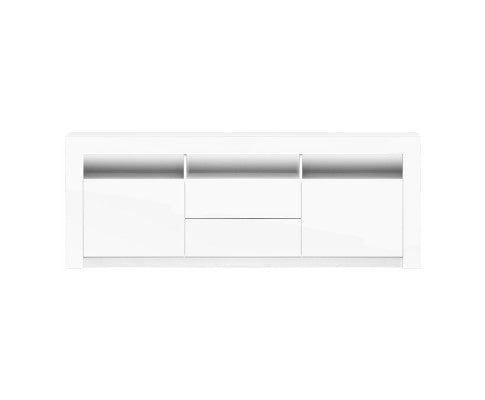 Artiss TV Cabinet Entertainment Unit Stand RGB LED Gloss Drawers 160cm White Payday Deals