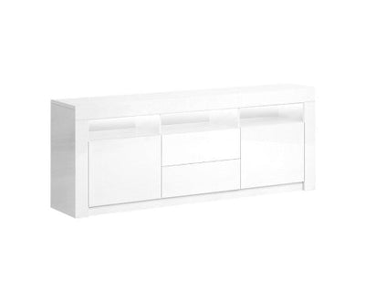 Artiss TV Cabinet Entertainment Unit Stand RGB LED Gloss Drawers 160cm White