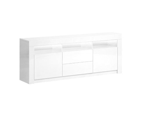 Artiss TV Cabinet Entertainment Unit Stand RGB LED Gloss Drawers 160cm White Payday Deals