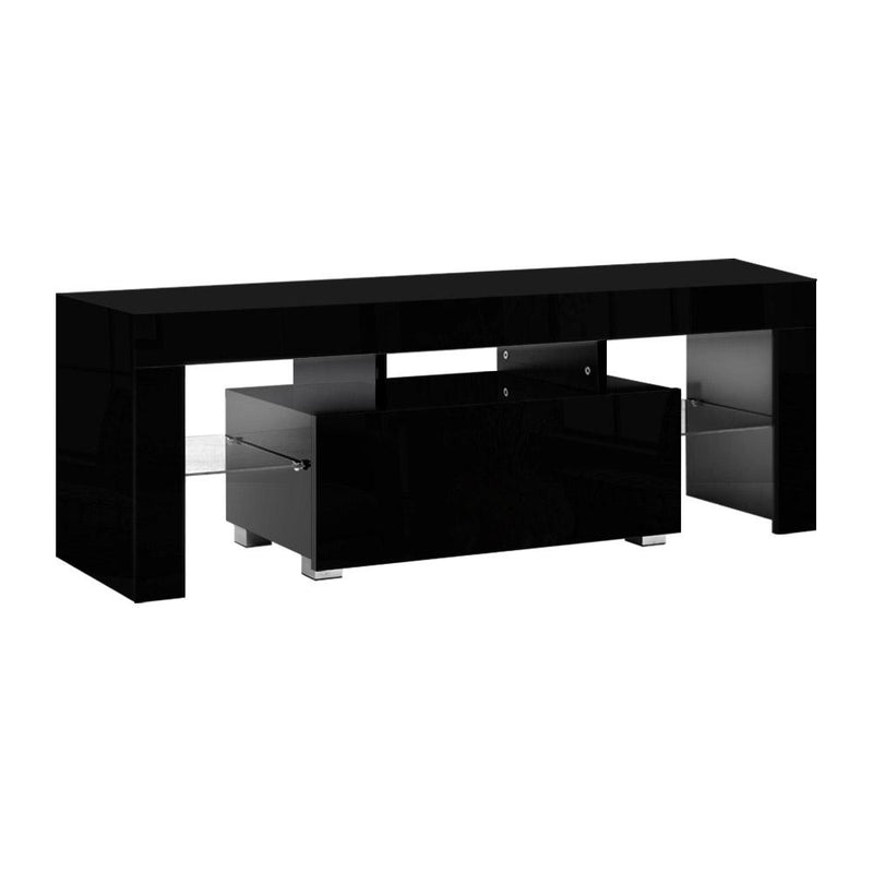 Artiss TV Cabinet Entertainment Unit Stand RGB LED Gloss Furniture 130cm Black Payday Deals