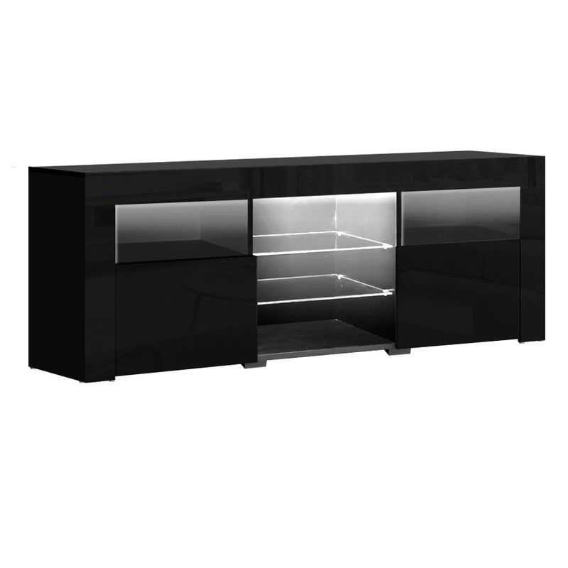 Artiss TV Cabinet Entertainment Unit Stand RGB LED Gloss Furniture 160cm Black Payday Deals