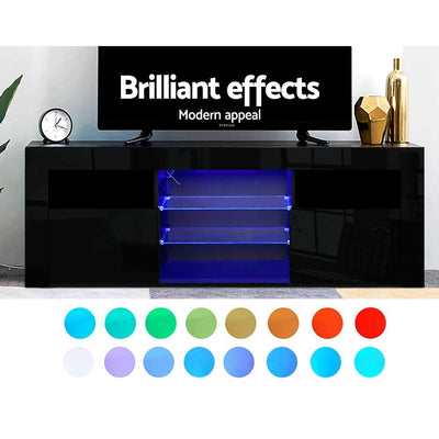 Artiss TV Cabinet Entertainment Unit Stand RGB LED Gloss Furniture 160cm Black Payday Deals