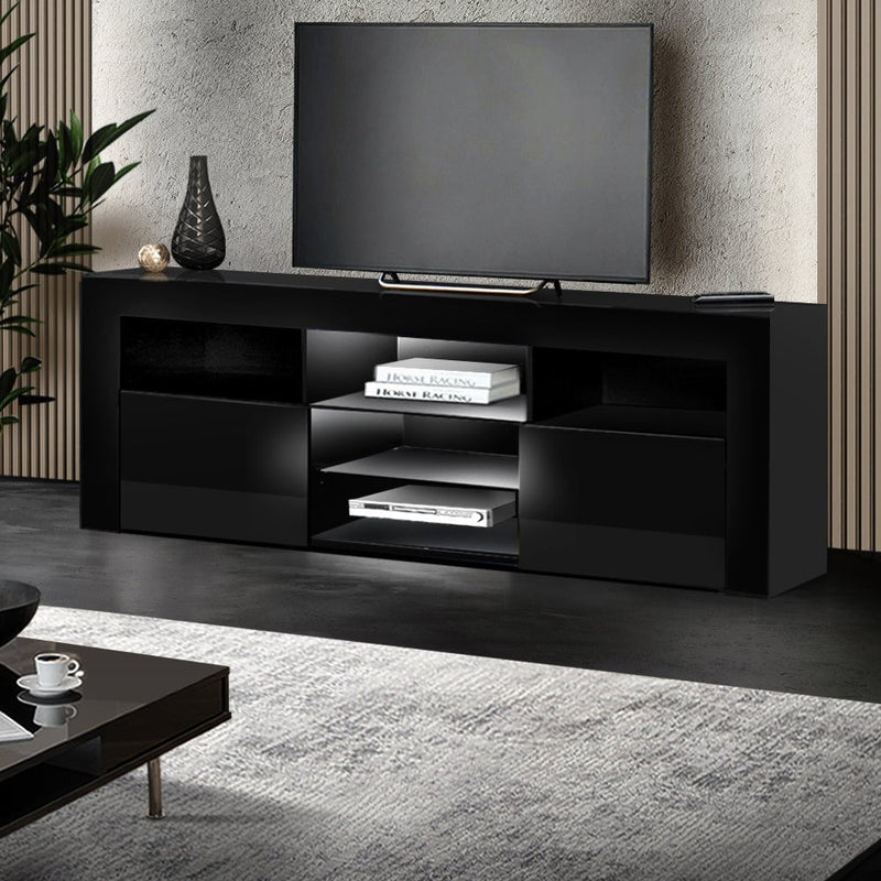 Artiss TV Cabinet Entertainment Unit Stand RGB LED Gloss Furniture 160cm Black Payday Deals