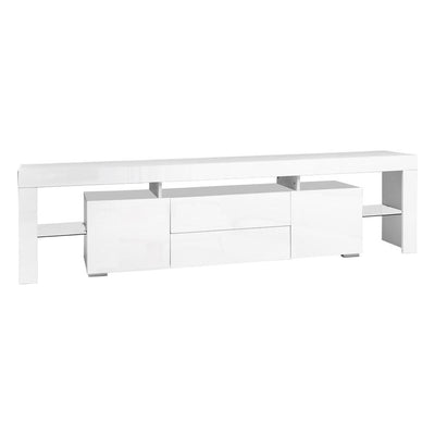 Artiss TV Cabinet Entertainment Unit Stand RGB LED Gloss Furniture 200cm White Payday Deals