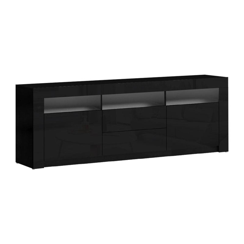Artiss TV Cabinet Entertainment Unit Stand RGB LED High Gloss Furniture Storage Drawers Shelf 180cm Black Payday Deals