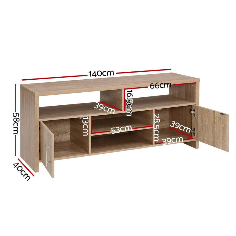 Artiss TV Cabinet Entertainment Unit Stand Storage Shelf Sideboard 140cm Oak Payday Deals